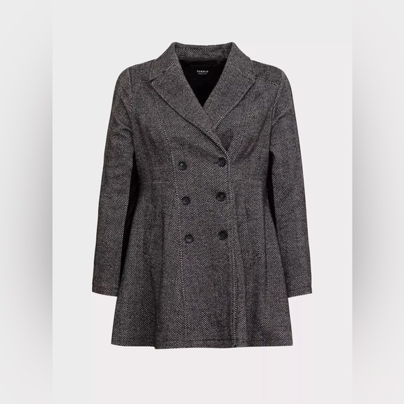 NWT Torrid Wool Fit and Flare Double Breasted Coat - Picture 3 of 16